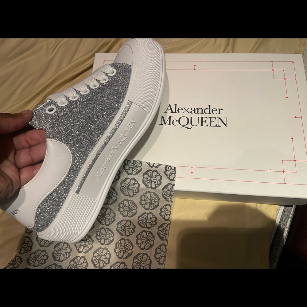 Alexander McQueen Men's Plimsoll Allover Glitter Sneakers